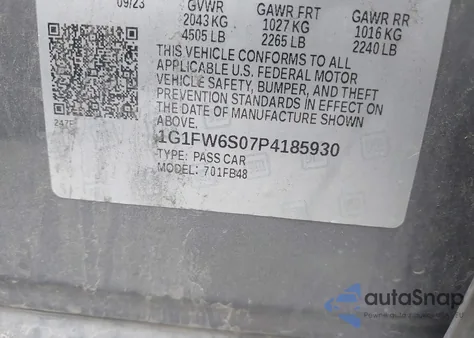 2023 Chevrolet Bolt Ev Fwd 1Lt z USA, uszkodzony, nr VIN 1G1FW6S07P4185930